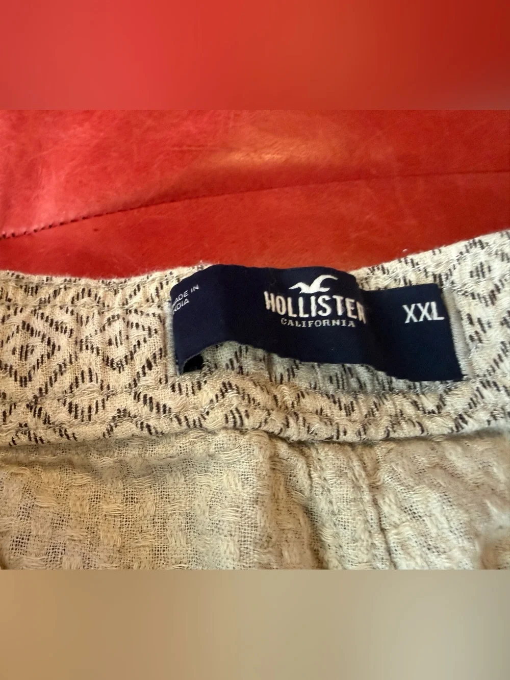 Hollister Men's Patterned Linen-Blend Shorts - Beige size XXL